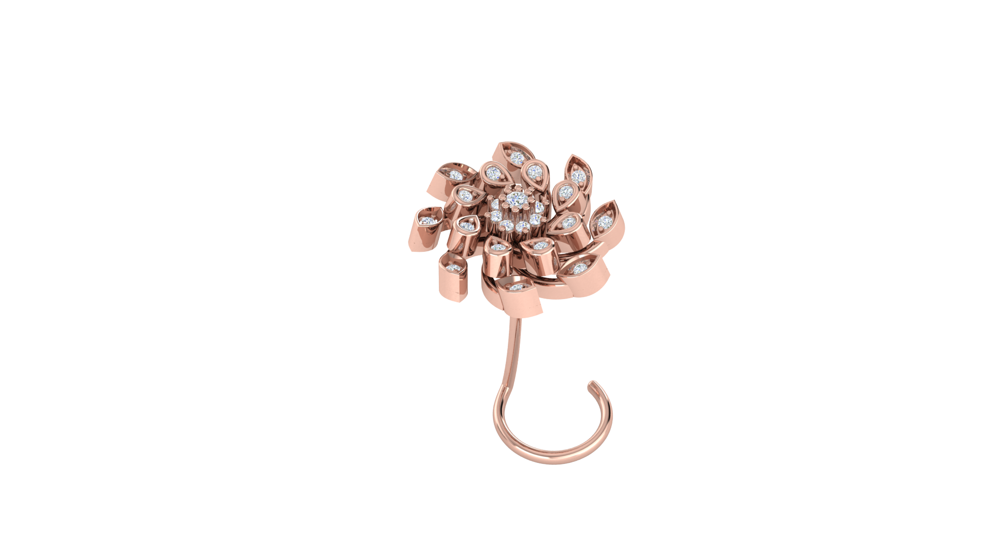 RKC JEWELRY Damen-Nasennadel mit Blumenmuster, 925er Sterlingsilber, 14 Karat Roségold vergoldet, Gewicht 1,30 g