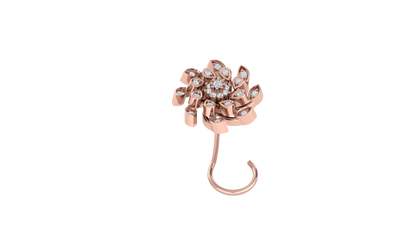 RKC JEWELRY Damen-Nasennadel mit Blumenmuster, 925er Sterlingsilber, 14 Karat Roségold vergoldet, Gewicht 1,30 g