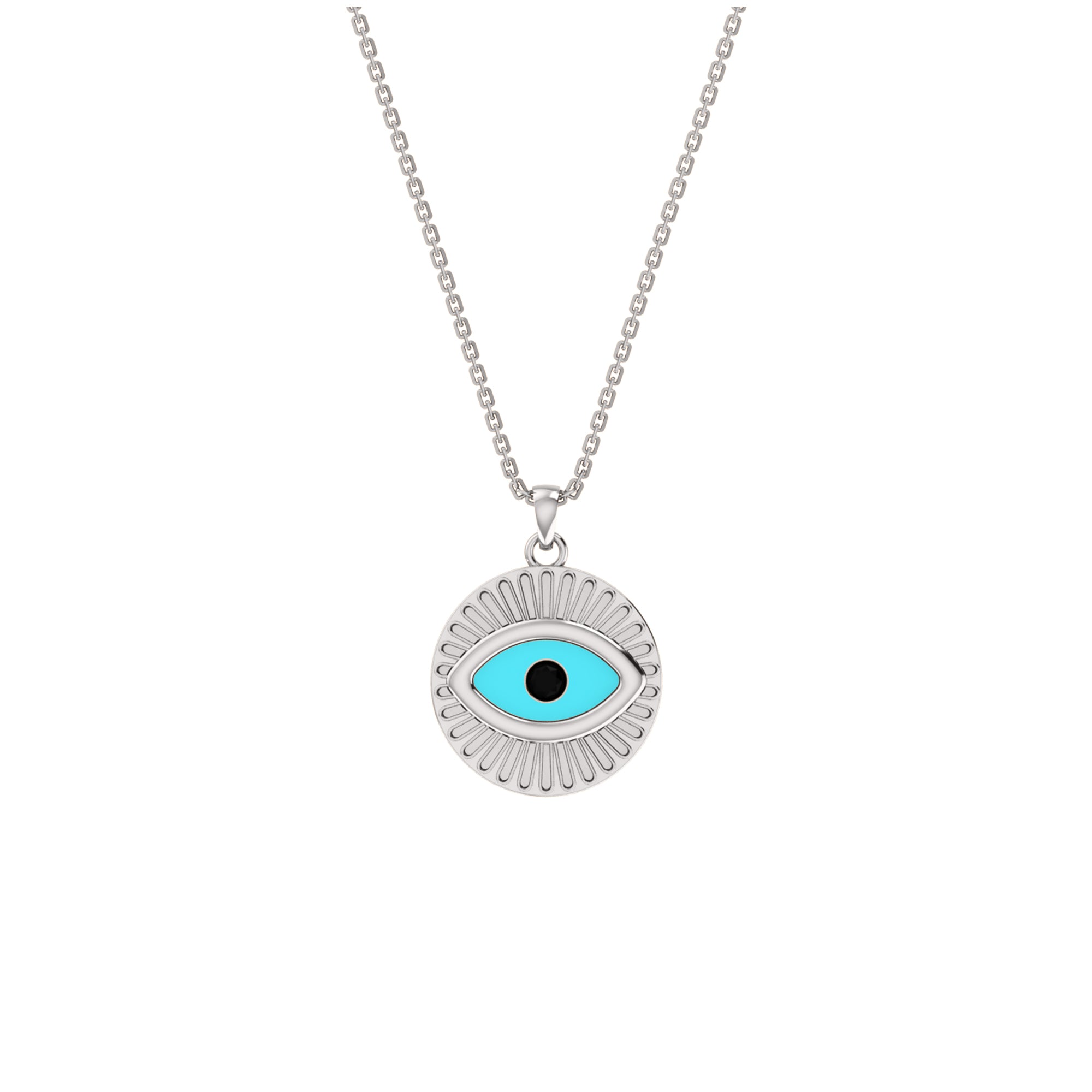 RKC 0,17 CT Emaille Evil Eye Anhänger 925 Silber 14K Gelbgold plattiert, Gewicht 5,80 GM, Höhe 20,00 MM