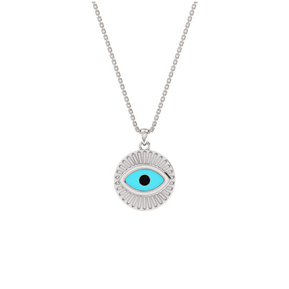 RKC 0,17 CT Emaille Evil Eye Anhänger 925 Silber 14K Gelbgold plattiert, Gewicht 5,80 GM, Höhe 20,00 MM