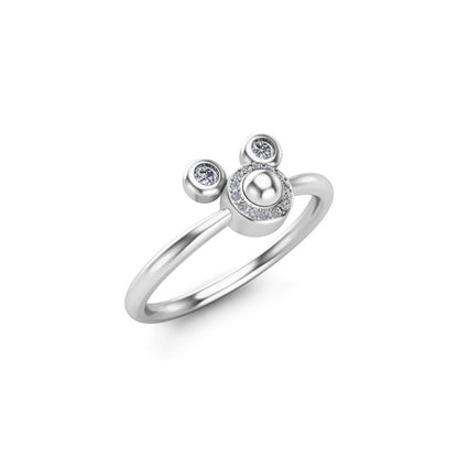 RKC Moissanit Tiny Cute Ring 925 Silber Damenring 14K Gelbgold plattiert, Gewicht 2,30 g, Breite 1,70 mm