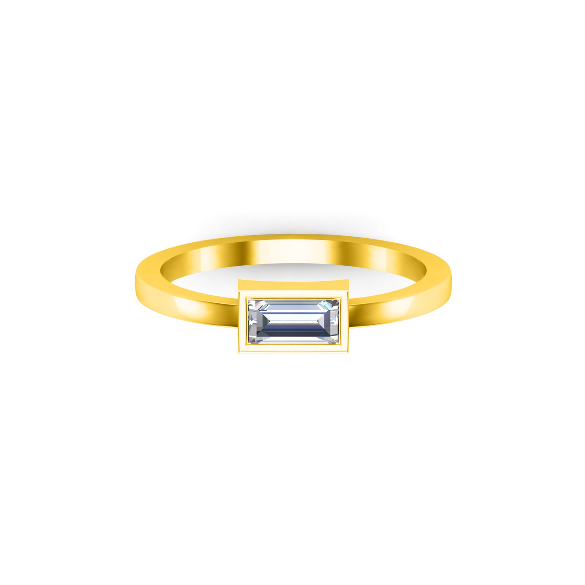 RKC 925 Sterling Silber Baguette-Solitärring für Sie, Gewicht 1,80 g, Breite 1,60 mm