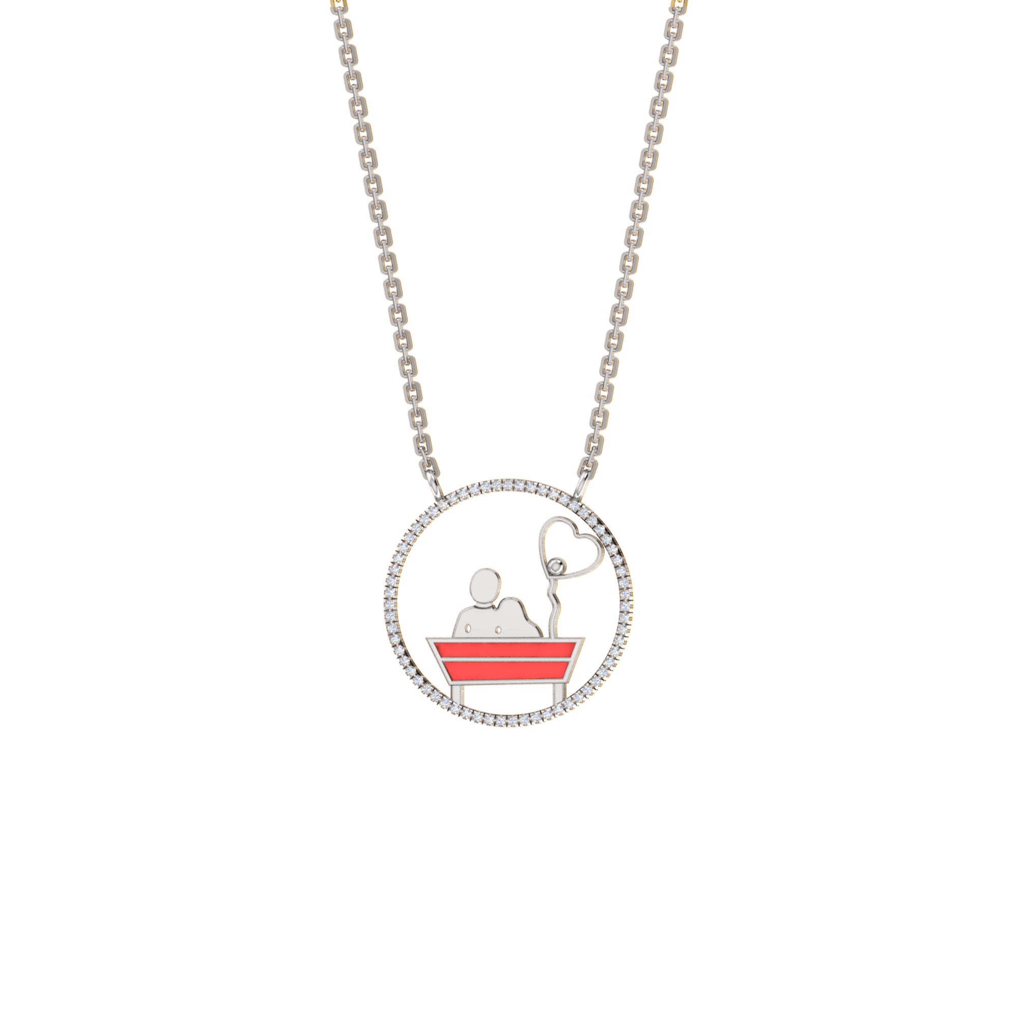 RKC 0,16 Karat Moissanit-Emaille-Anhänger, 925er Silber, Schmuck, 14 Karat Roségold vergoldet, Produktgewicht: 3,80 g, Höhe: 20,00 mm