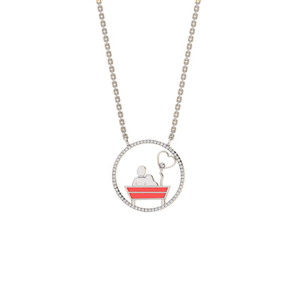 RKC 0,16 Karat Moissanit-Emaille-Anhänger, 925er Silber, Schmuck, 14 Karat Roségold vergoldet, Produktgewicht: 3,80 g, Höhe: 20,00 mm