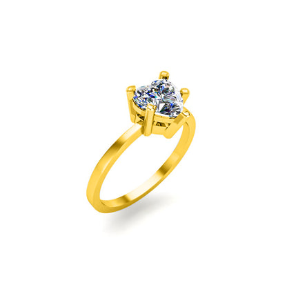 RKC Moissanit Schöner herzförmiger Solitärring aus 925er Sterlingsilber, 14 Karat Roségold vergoldet, Gewicht 1,90 g, Breite 1,50 mm
