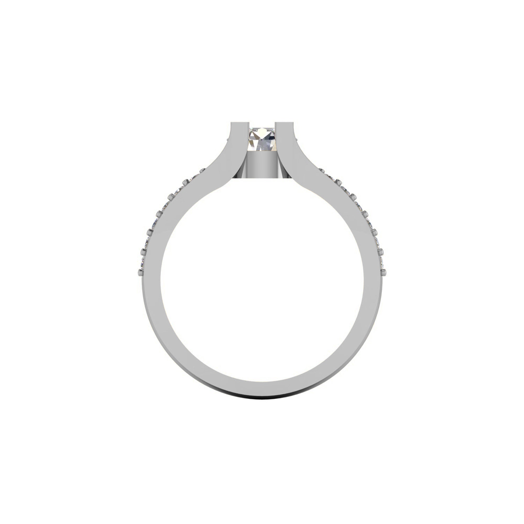 Solitario RKC Moissanite con accenti Micro Set Anello scopo Argento 925 Placcato oro giallo 14 carati Peso 3,2 g Larghezza 3,20 MM