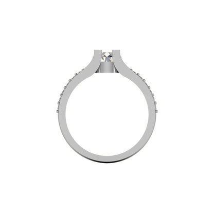 Solitario RKC Moissanite con accenti Micro Set Anello scopo Argento 925 Placcato oro giallo 14 carati Peso 3,2 g Larghezza 3,20 MM