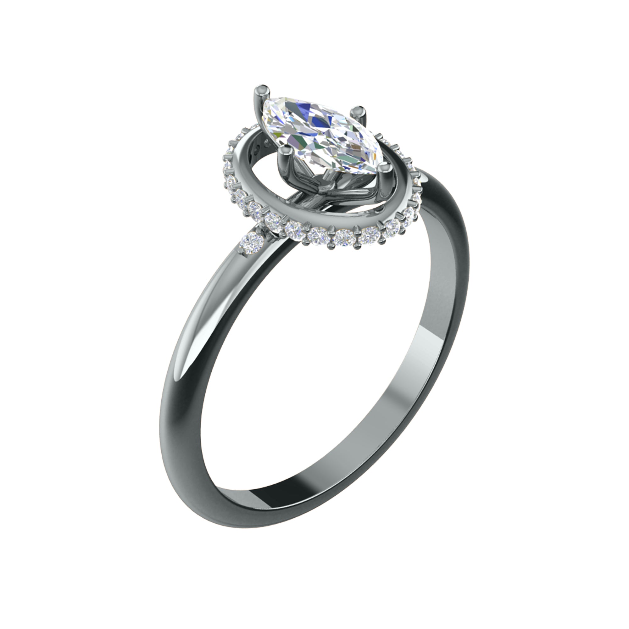 RKC Marquise-Moissanit-Halo-Verlobungsring, 925er Silber, Gelbgold vergoldet, für Damen, Gewicht 2 g