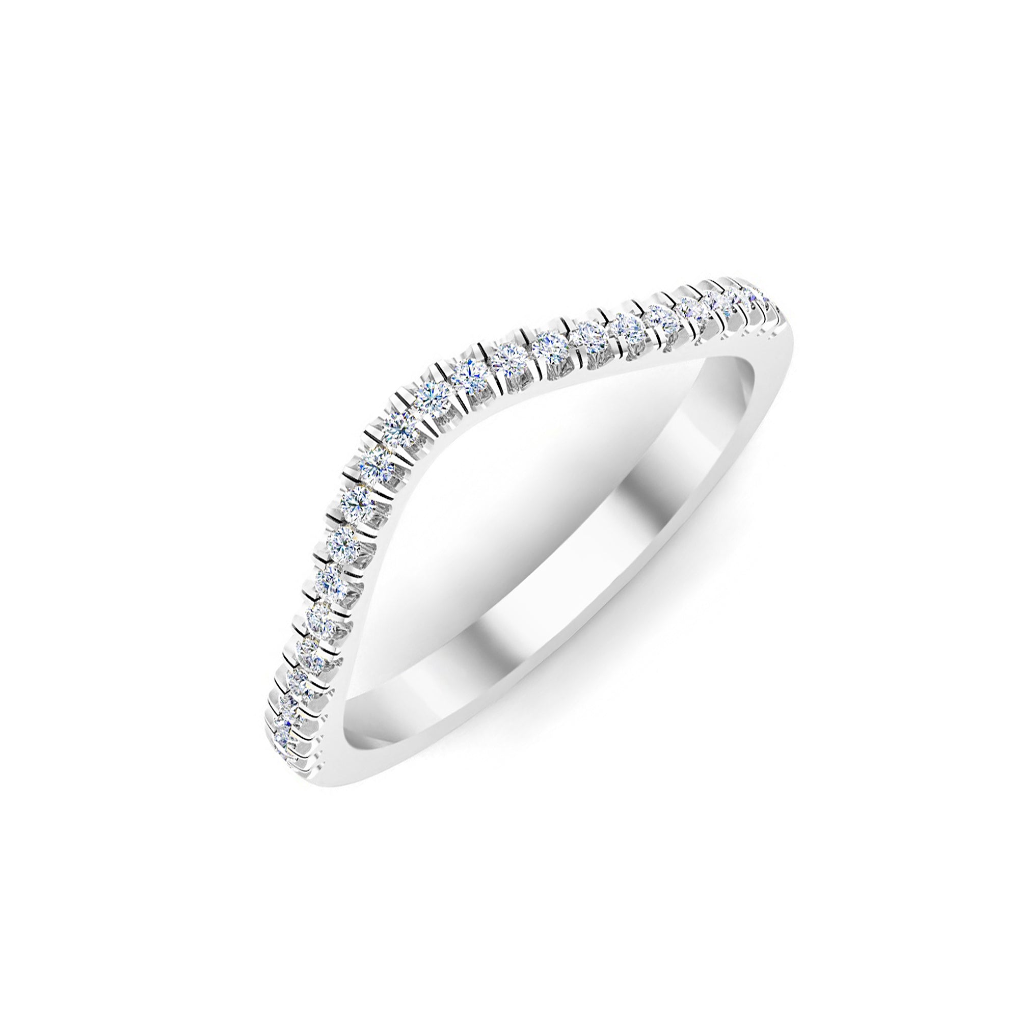 RKC Moissanite Curved Wedding Enhancer Band Ring in argento sterling 925 placcato oro giallo 14K Peso 1,20 g Larghezza 1,70 mm