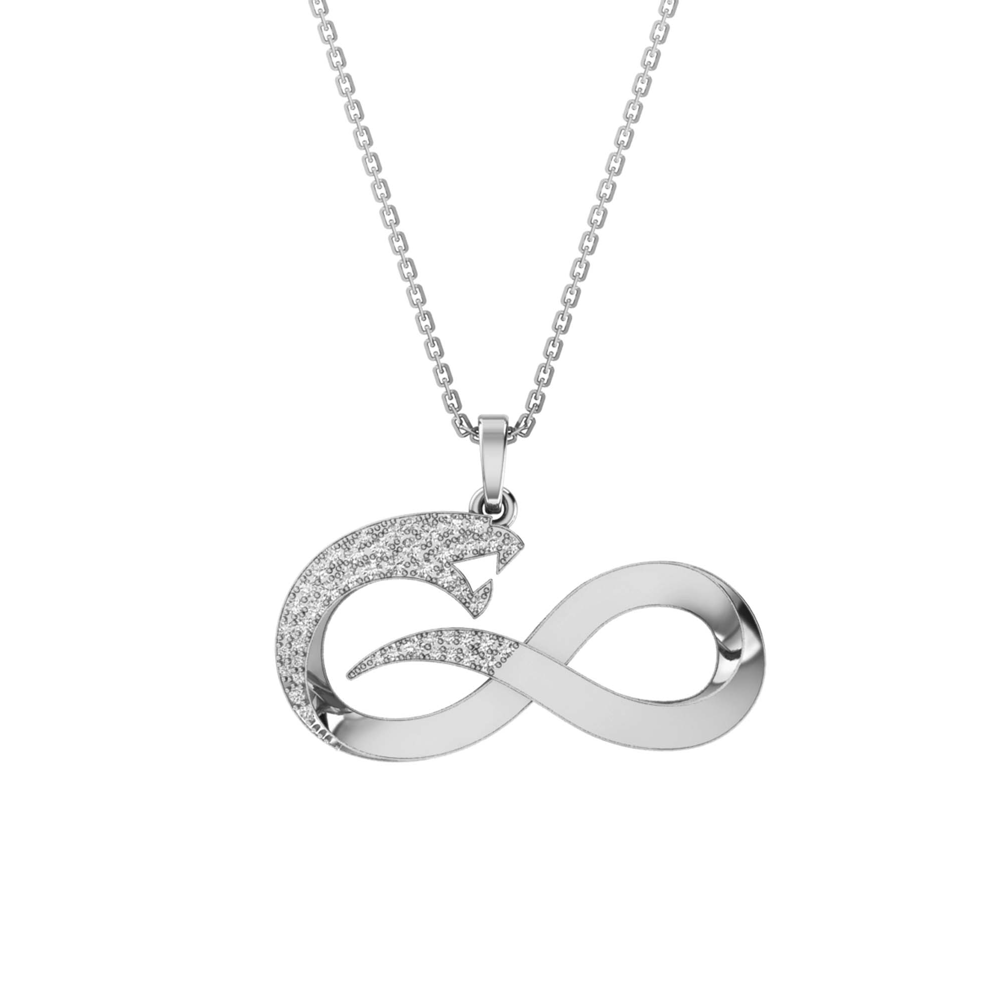 RKC 14k Yellow Gold Plated Infinity Snake Real Moissanite Pendant Necklace 925 Sterling Silver