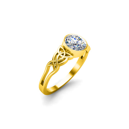 Anello solitario di fidanzamento con moissanite a taglio rotondo RKC, argento 925 placcato in oro giallo 14k, peso 3,50 g, larghezza 2 mm
