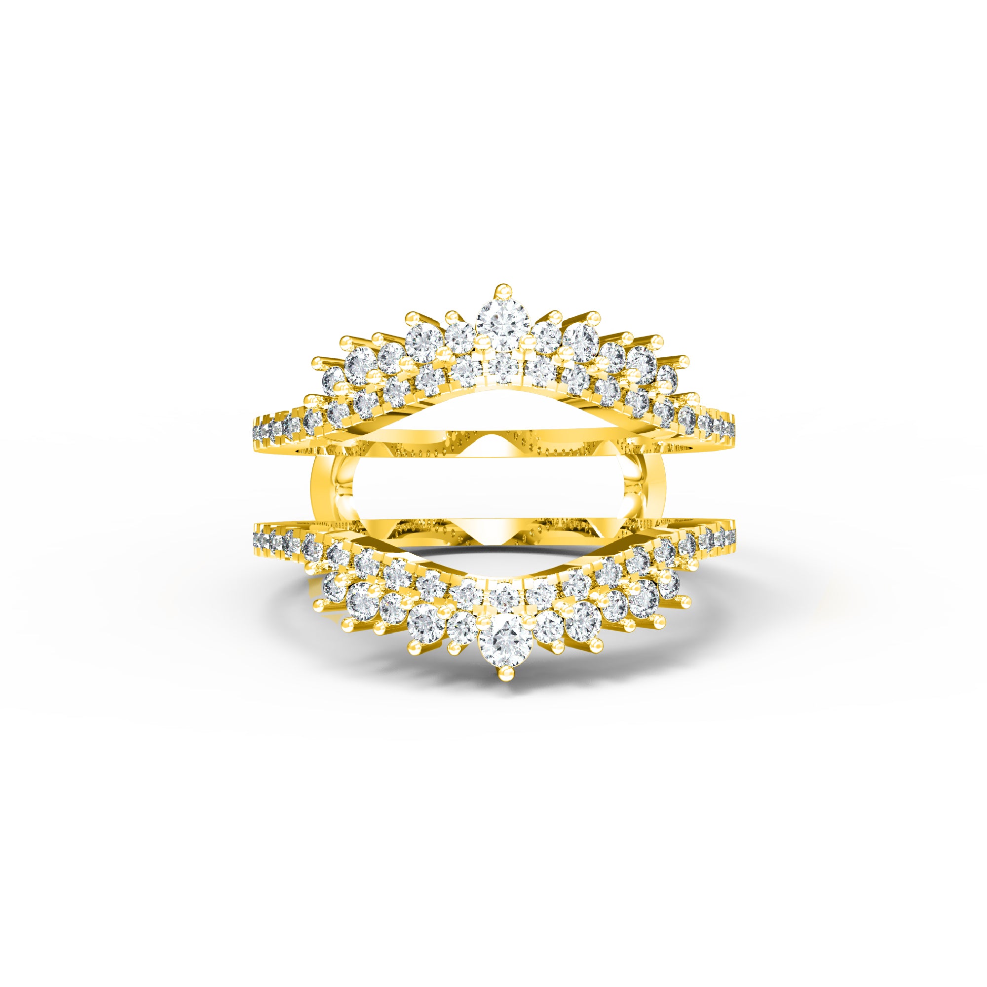 RKC Moissanit Enhancer Guard Ring für Damen, Ehering, 925er Silber, 14 Karat Gelbgold vergoldet, Gewicht 3,80 g, Breite 6 mm
