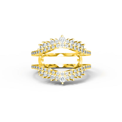 RKC Moissanit Enhancer Guard Ring für Damen, Ehering, 925er Silber, 14 Karat Gelbgold vergoldet, Gewicht 3,80 g, Breite 6 mm