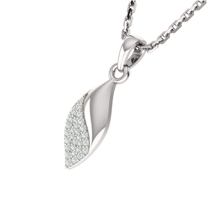 Ciondolo foglia di moissanite da 0,11 ct RKC, gioielli in argento 925 placcato in oro rosa 14 carati, peso 3,20 g, altezza 14,50 mm