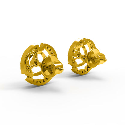 RKC Damen-Ohrstecker aus 925er Sterlingsilber, 14 Karat Gelb, über 1,20 g, Höhe 10,00 mm