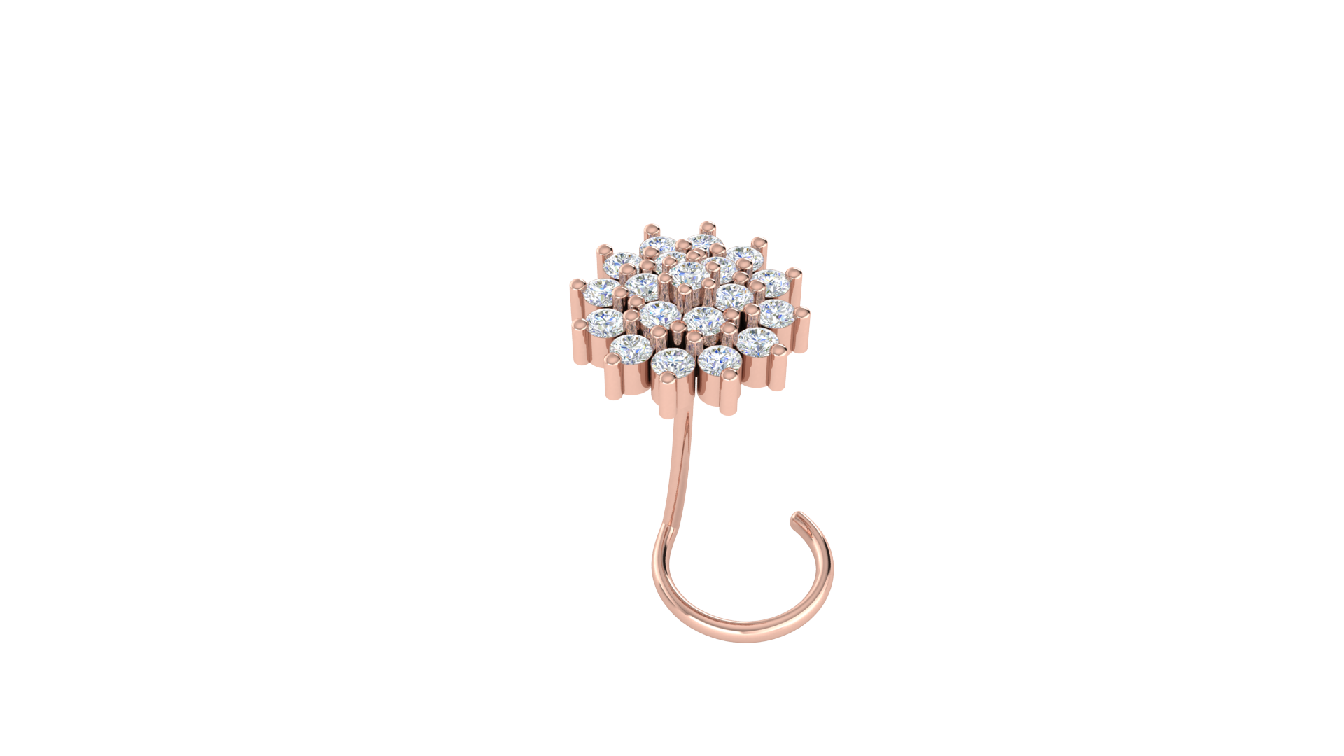 RKC JEWELRY Damen-Nasennadel aus 925er Sterlingsilber mit schönem Cluster-Nasenstift, 14 Karat Gelbgold vergoldet, Gewicht 1,00 g