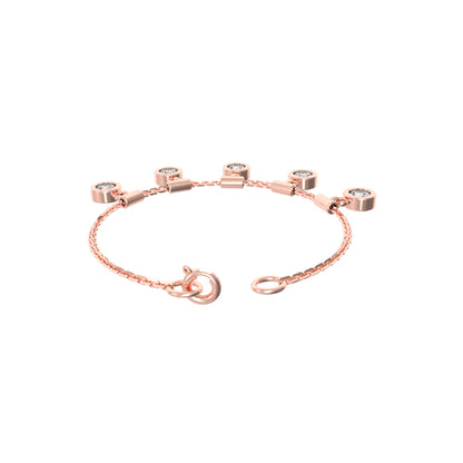 RKC 925 Sterling Silber 1,25 Karat Moissanit runder Charm-Damen-Armband, 14 Karat Gelbgold vergoldet, Gewicht 3,75 g