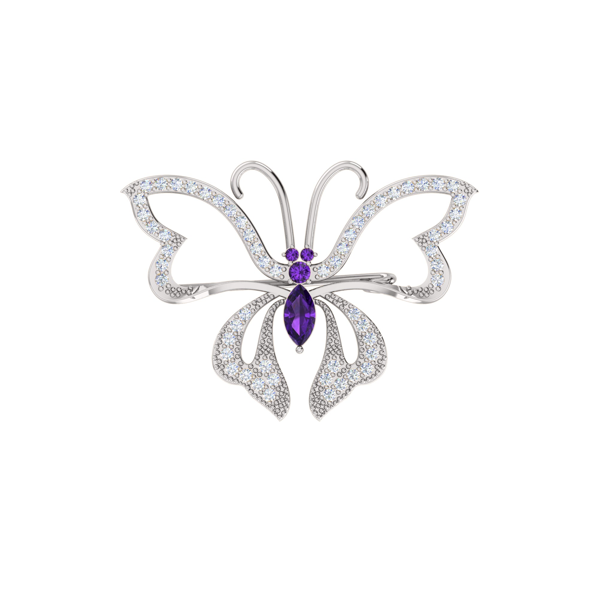 Spilla a farfalla in argento sterling 925 con moissanite da 0,96 ct, prodotto placcato in oro rosa 14 carati, peso 4,00 g