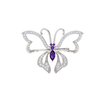 Spilla a farfalla in argento sterling 925 con moissanite da 0,96 ct, prodotto placcato in oro rosa 14 carati, peso 4,00 g