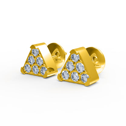 Orecchino da donna piccolo triangolare in argento sterling RKC 925 14k giallo oltre 2,30 Gm altezza 6,20 MM