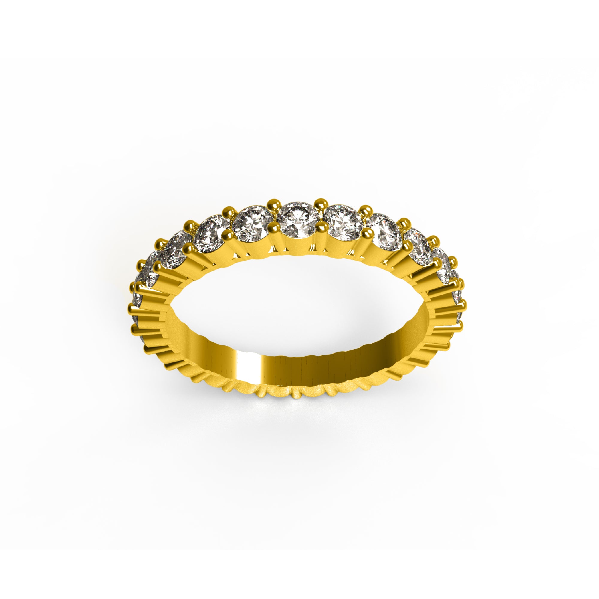 RKC Moissanit Full Eternity Bandring aus 925er Sterlingsilber mit Gelbgoldbeschichtung, Gewicht 2,80 ct, Breite 2,50 mm