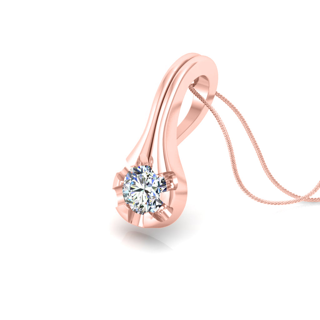 Ciondolo in moissanite con goccia d'argento da matrimonio solitario RKC da 0,25 CT, placcato in oro rosa 14 carati, peso 3,00 g, altezza 14,00 mm