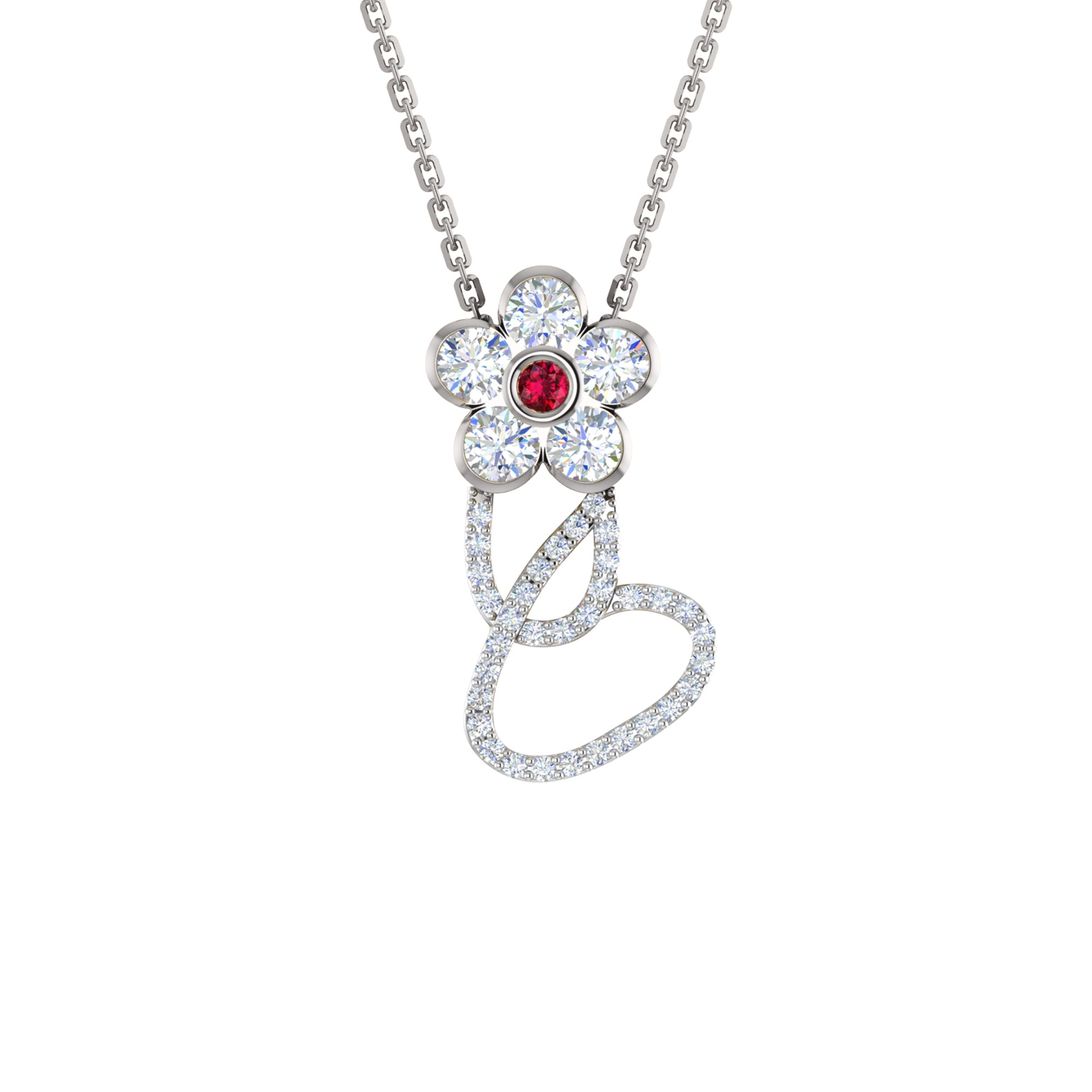 RKC 1,65 Karat Moissanit-Blumenanhänger, 925er Silberschmuck, 14 Karat Roségold vergoldet, Gewicht 4,90 g, Höhe 26,00 mm