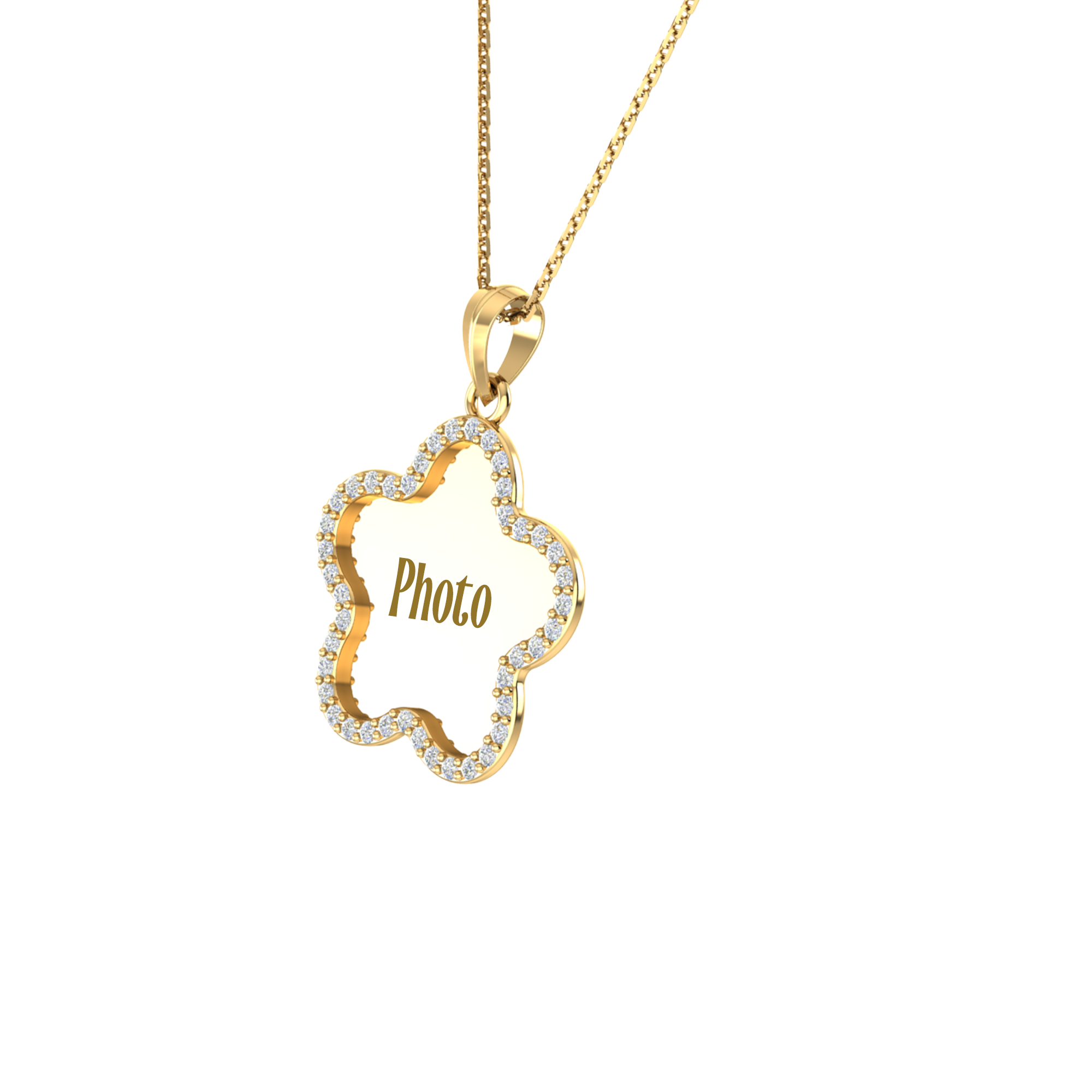 RKC 0.63 Ct Round Cut Real Moissanite Photo Memory Pendant 14k Yellow Gold Plated Weight 5.50 gm