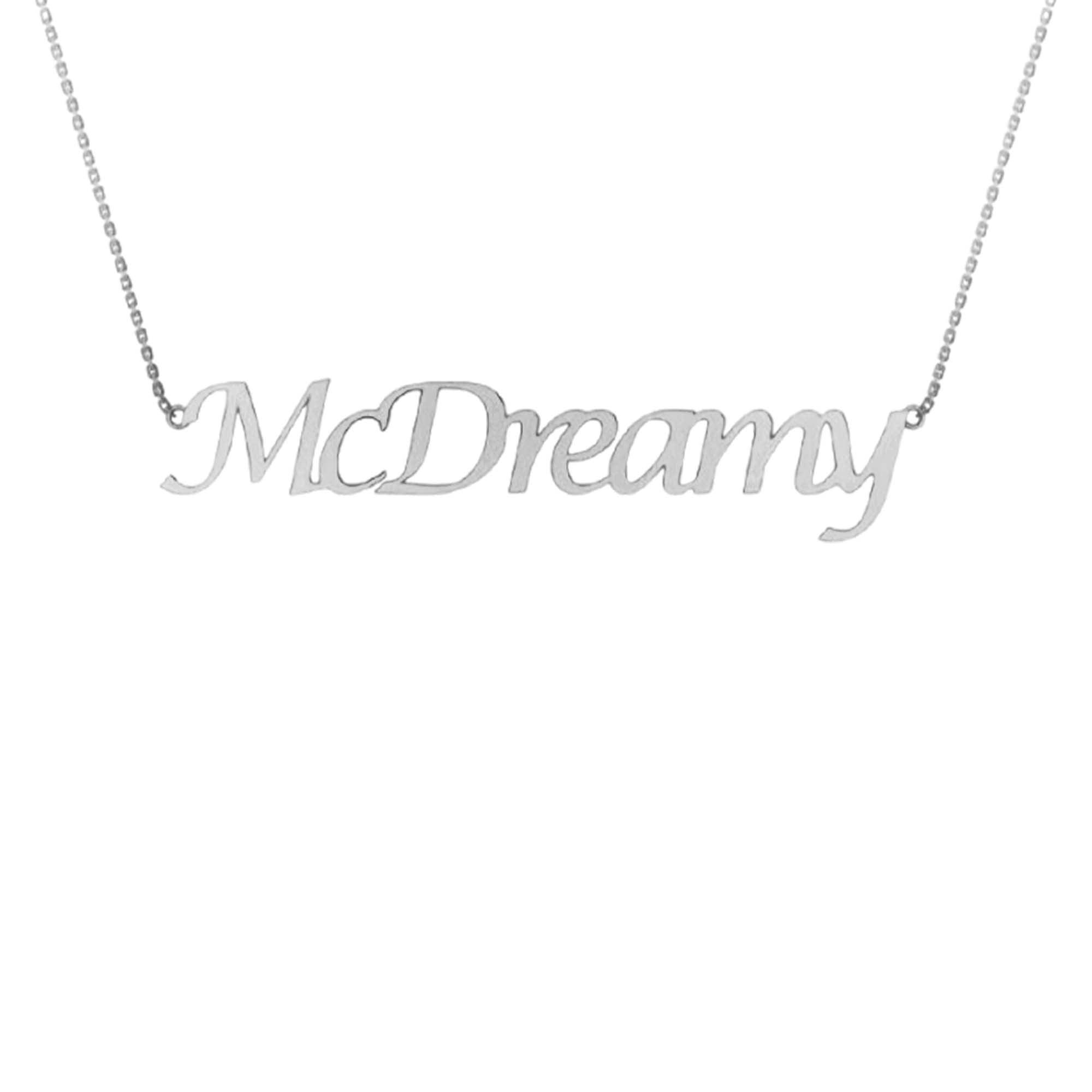 RKC MCDREAMY Name Necklace For Gift 14k Yellow Gold Plated 925 Silver Weight 4.5 gm and Height 14mm