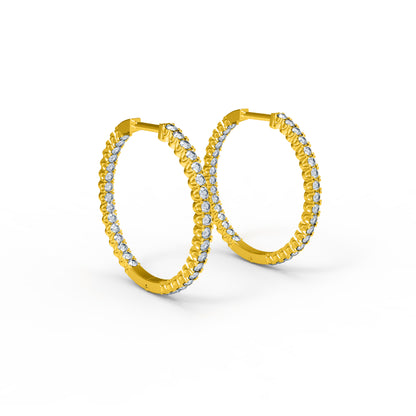 RKC 925 Sterling Silber Hoop Huggies Clip-On-Ohrring für Damen, 14 Karat Gelb, Gewicht 5,60 g, Höhe 29,00 mm