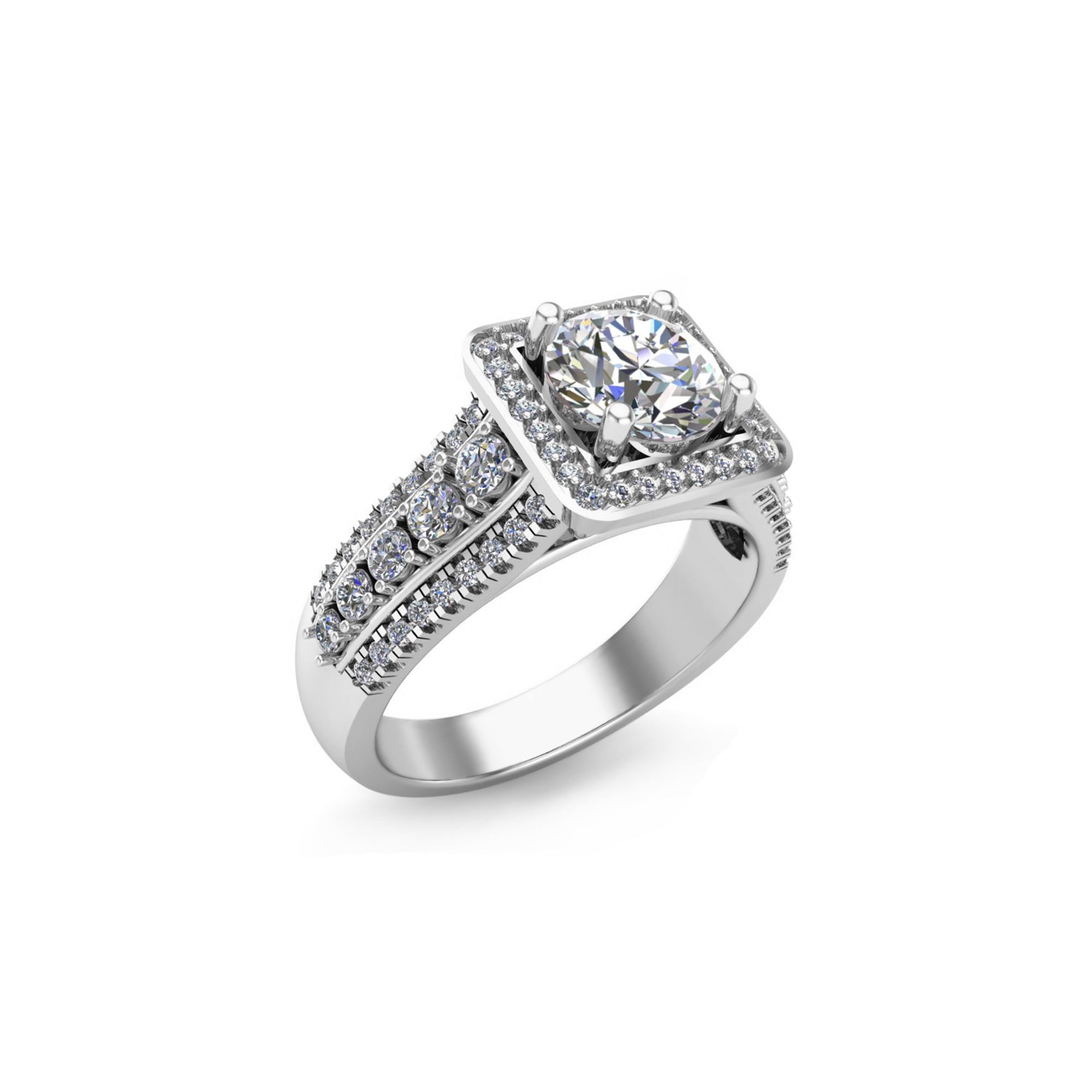 RKC Moissanit-Halo-Hochzeits-Brautring, 925er Sterlingsilber, 14 Karat Gelbgold vergoldet, Gewicht 6 g, Breite 3,50 mm