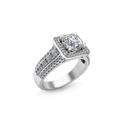 RKC Moissanit-Halo-Hochzeits-Brautring, 925er Sterlingsilber, 14 Karat Gelbgold vergoldet, Gewicht 6 g, Breite 3,50 mm