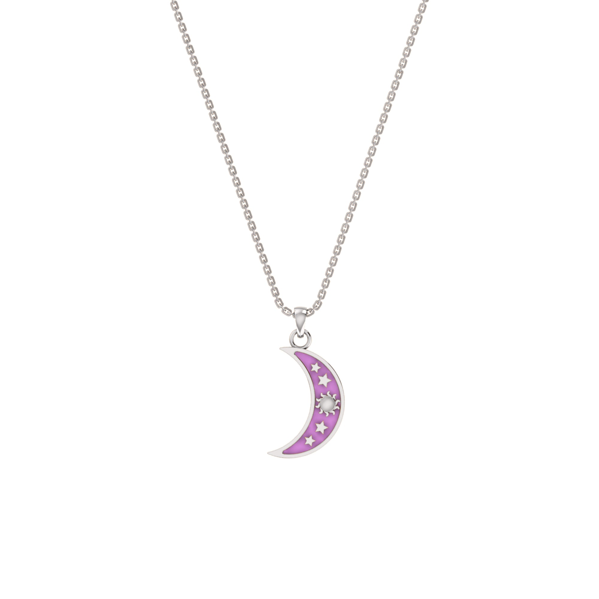 RKC Emaille-Halbmond-Anhänger, 925er Silberschmuck, 14 Karat Rosévergoldung, Produktgewicht: 4,00 g, Höhe: 20,00 mm
