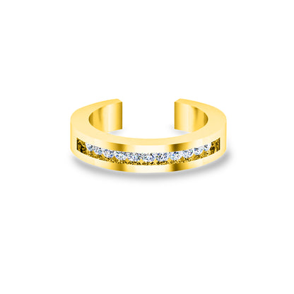 RKC Edler Moissanit-Ehering-Zehenring im Rundschliff für Sie, 925er Sterlingsilber, 14 Karat Gelbgold vergoldet, Gewicht 2 g, Breite 3,30 mm