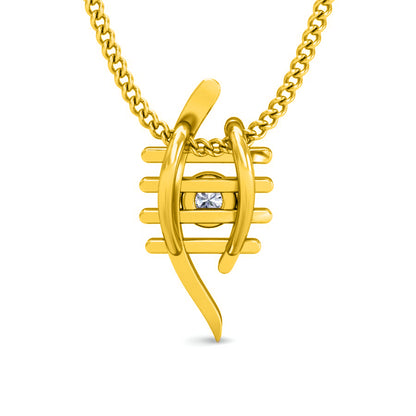 RKC Evil Eye Argento Ciondolo da donna in moissanite da 0,025 CT Finitura in oro giallo 14K Catena libera Peso 2,7 g Altezza 14 mm