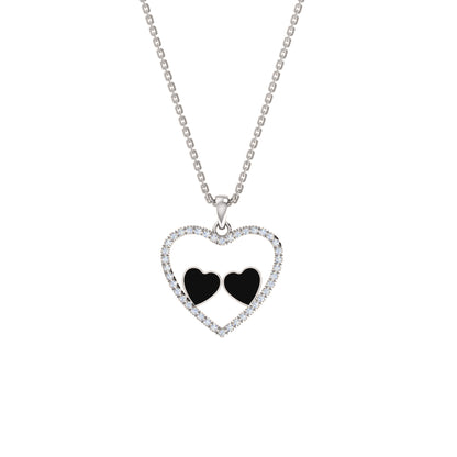 Ciondolo smaltato a cuore in moissanite da 0,36 ct RKC, argento 925, placcato oro rosa 14 carati, peso 3,80 GM, altezza 18,60 mm