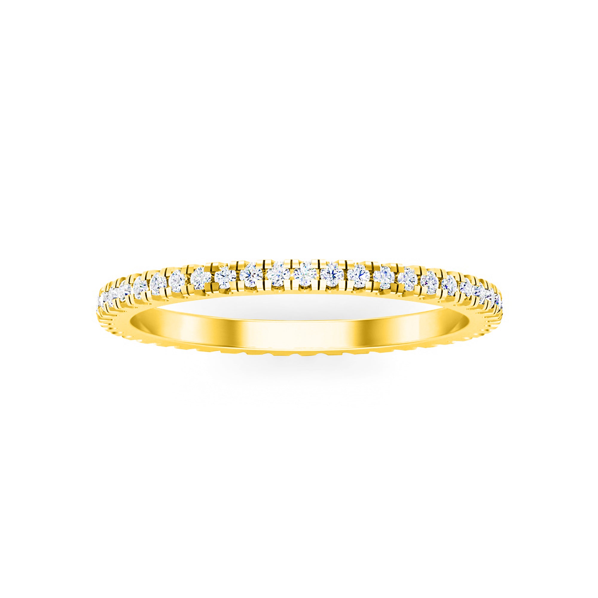 RKC Moissanit Damen-Eternity-Band-Verlobungsring, 14 Karat Roségold vergoldet, 925er Sterlingsilber, Gewicht 1,20 mm, Breite 1,60 mm