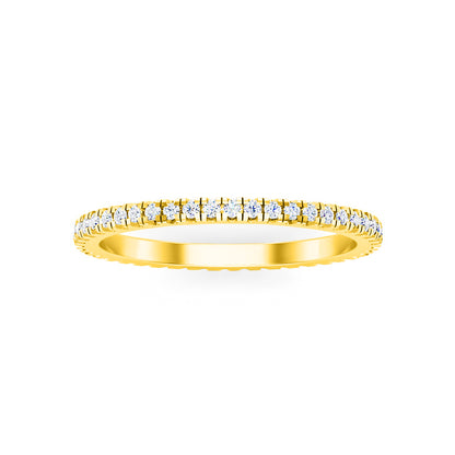 RKC Moissanit Damen-Eternity-Band-Verlobungsring, 14 Karat Roségold vergoldet, 925er Sterlingsilber, Gewicht 1,20 mm, Breite 1,60 mm