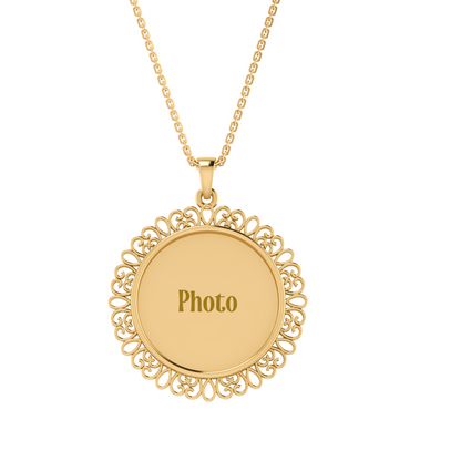 RKC Memory Photo Pendant Locket 14k Yellow Gold Plated 925 Silver Weight 6gm