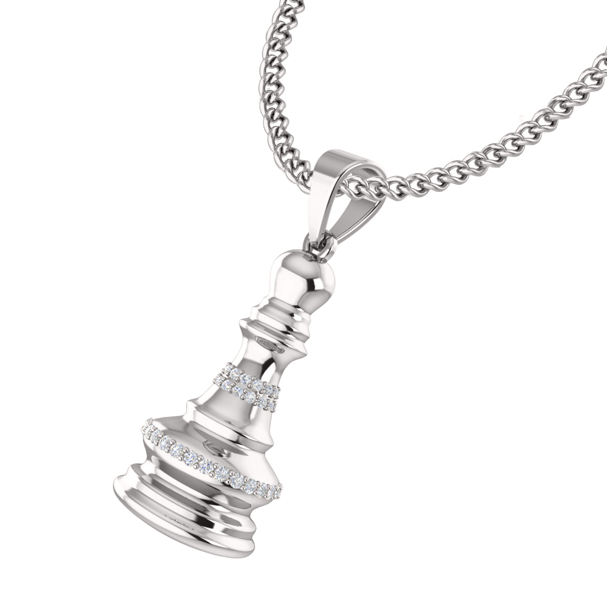 RKC 0,20 ct Moissanit Königin Schachfigur Anhänger 925 Silber Schmuck 14 K Gelbgold vergoldet 5 g 28,00 mm