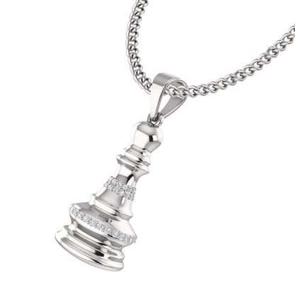 RKC 0,20 ct Moissanit Königin Schachfigur Anhänger 925 Silber Schmuck 14 K Gelbgold vergoldet 5 g 28,00 mm