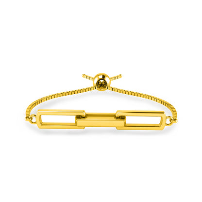 RKC 925 Sterling Silber Damen-Link-Bolo-Armband, 14 Karat Weißgold vergoldet, Gewicht 4 g