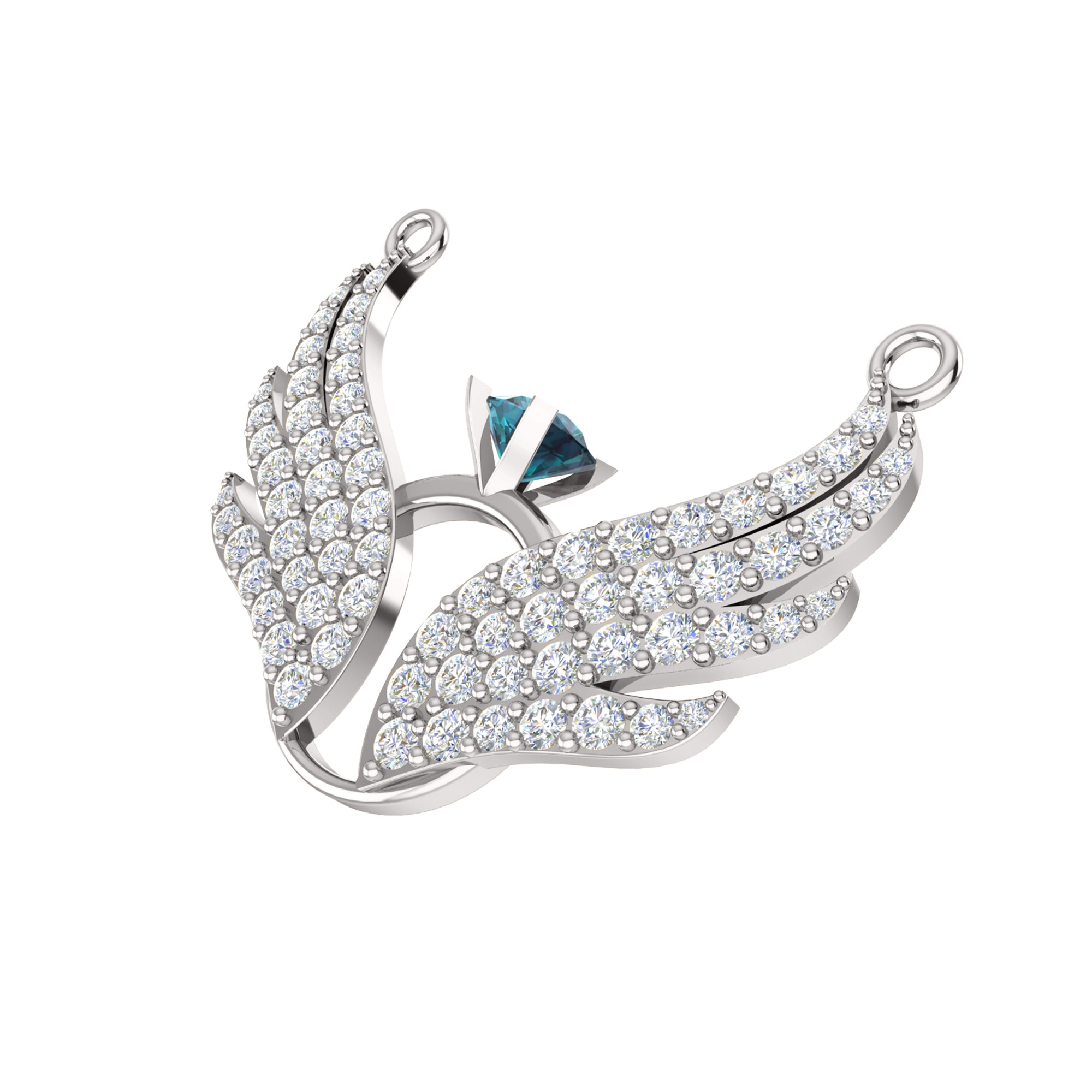 RKC 1,05 Karat Flügel-Anhänger, 925er Silberschmuck, 14 Karat Gelbgold vergoldet, Gewicht 5,60 g, Höhe 17,20 mm