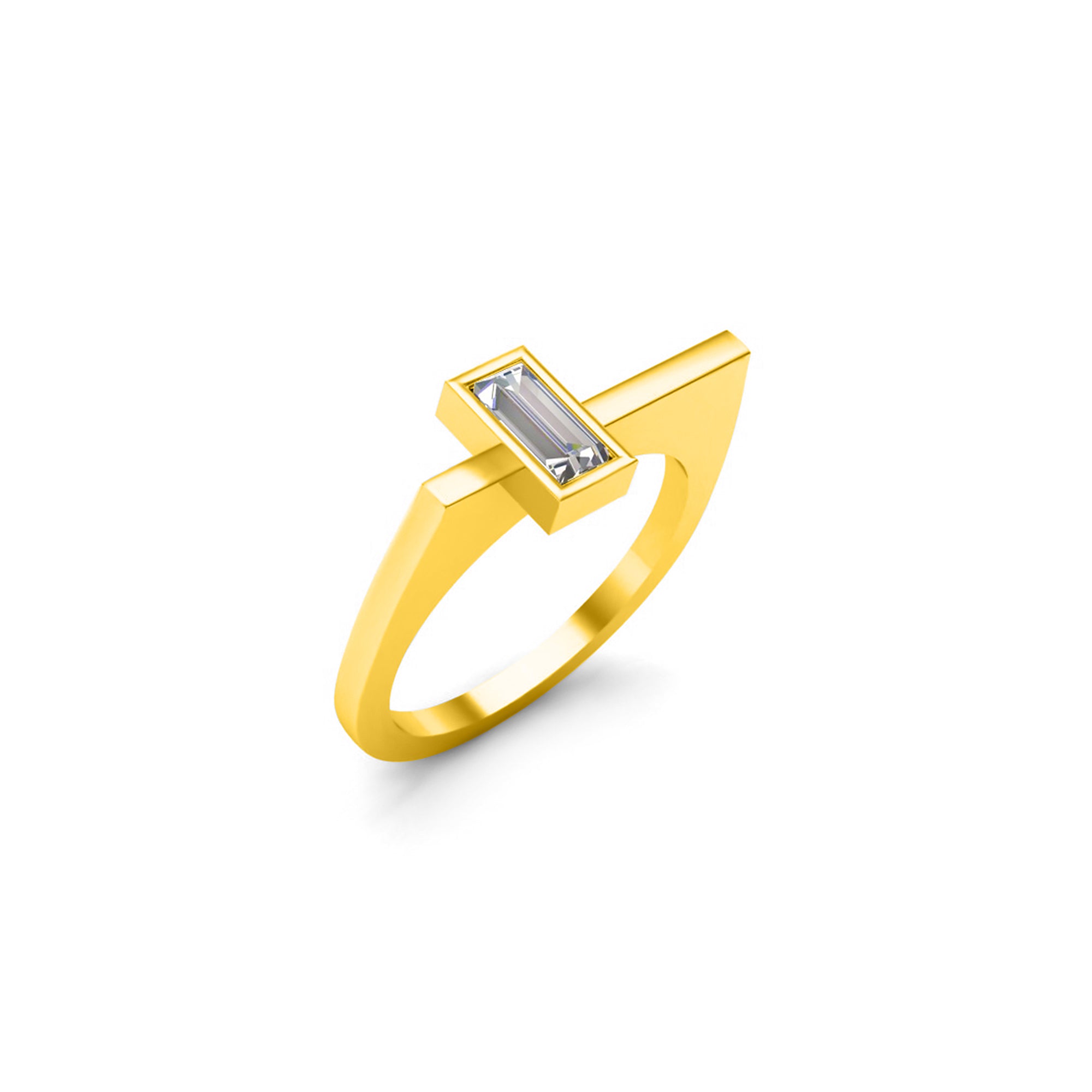 Anello regalo con fascia solitaria unisex RKC Baguette Moissanite Argento 925 placcato oro giallo 14K Peso 3 g Larghezza 1,60 MM