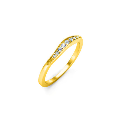 RKC 925 Argento 14K placcato oro giallo Fascia delicata in Moissanite per lei Peso 1,50 g Larghezza 1,4 MM