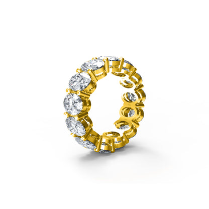 Anello di fidanzamento con moissanite taglio ovale RKC da 8,5 carati, argento 925, placcato oro giallo 14k, per donna, peso 4,40 g, larghezza 6 mm