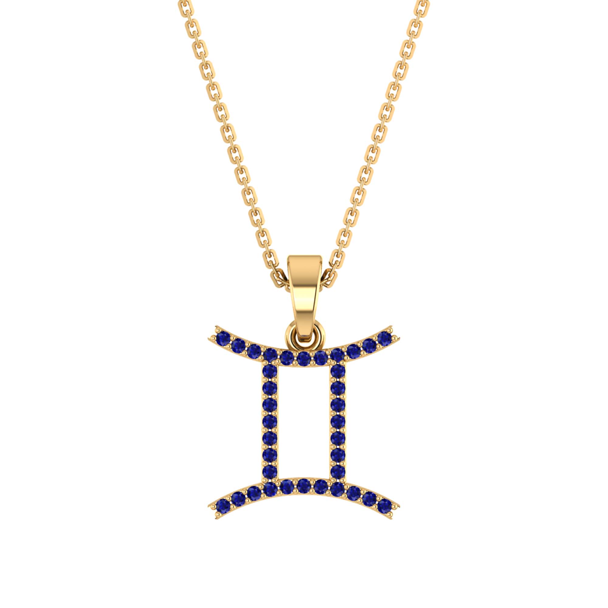 RKC Yellow Gold Plated Gemini Horoscope Cubic Zirconia Pendant Necklace