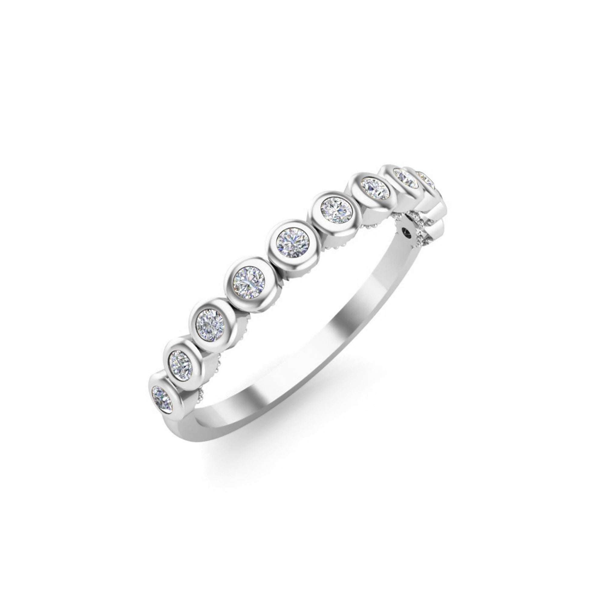RKC Moissanite Half Eternity Birthday Special Band Anello da donna in argento 925 placcato in oro giallo 14 carati Peso 1,70 g Larghezza 1,70 mm