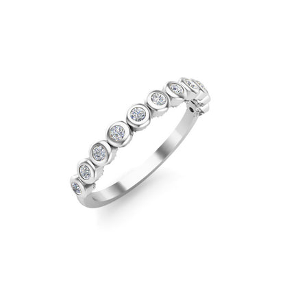 RKC Moissanite Half Eternity Birthday Special Band Anello da donna in argento 925 placcato in oro giallo 14 carati Peso 1,70 g Larghezza 1,70 mm