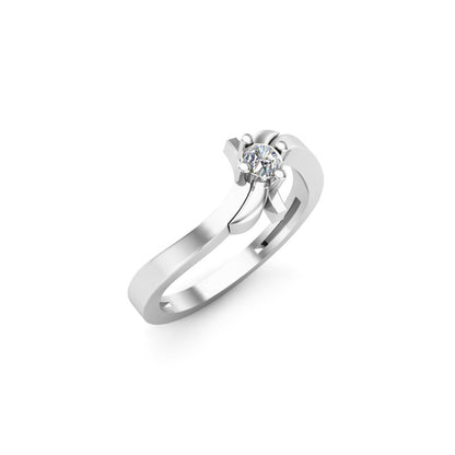 Anello di fidanzamento rotondo in moissanite RKC da 0,17 ct, argento 925 placcato in oro bianco per donna, peso 3 g e larghezza 2 mm